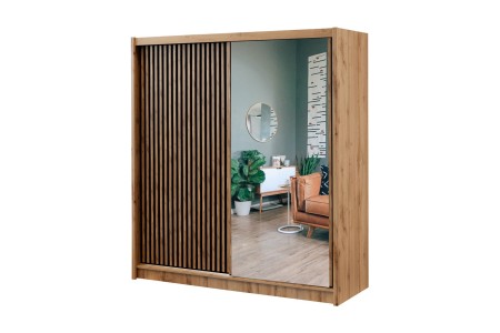 Przesuwna szafa z lustrem i lamelami LUTON 200 2