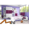 Fioletowy zestaw mebli młodzieżowych z łóżkiem
