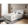 Białe pikowane łóżko kontynentalne 140x200 z szufladami
