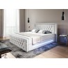 Białe 140x200 łóżko kontynentalne PRIMA z pojemnikiem i oświetleniem LED