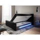 Czarne łóżko kontynentalne PRIMA z oświetleniem LED