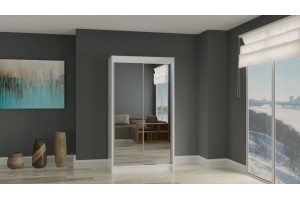 Biała szafa przesuwna 120 z lustrem BALDER