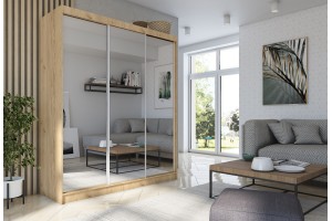 Szafa przesuwna 180 z lustrem dąb craft