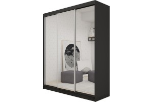 Czarna szafa przesuwna BALDER 180 z lustrem