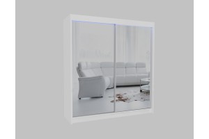 Duża biała szafa przesuwna 200 z lustrem