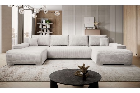 Narożnik w kształcie litery U sztruksowy beżowy 2