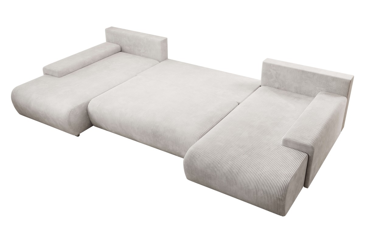 Beżowy sztruksowy narożnik w kształcie litery U