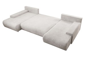 Beżowy sztruksowy narożnik w kształcie litery U