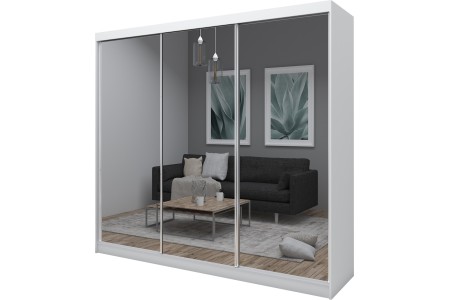 Biała szafa przesuwna z lustrem duża 2