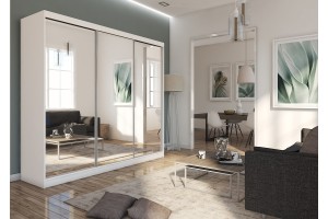 Biała szafa przesuwna z lustrem duża