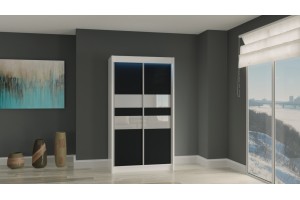 Biało czarna szafa przesuwna PORTO 120